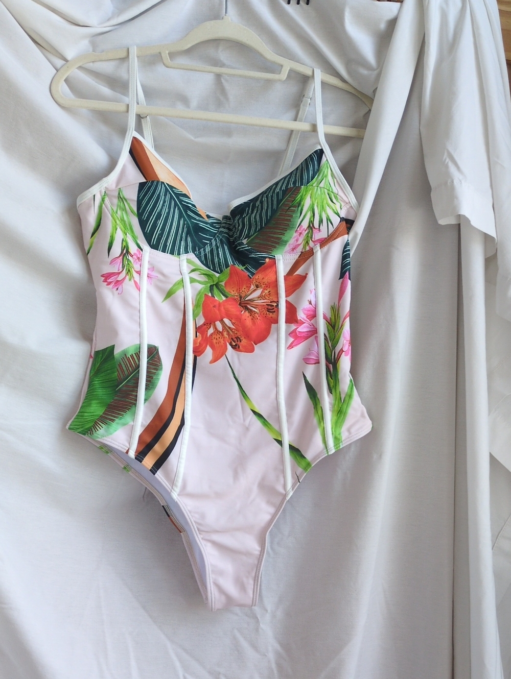 Floral One-Piece Swimsuit in Light Pink